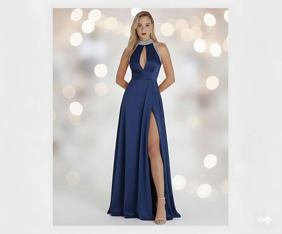 SATIN LONG – BLING DRESS